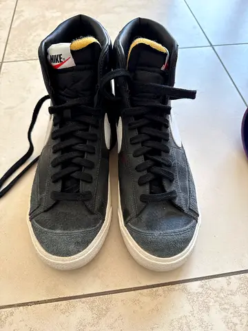 Used Nike Blazer Mid Vintage Canvas Sneakers - Black/Grey, Size UK9