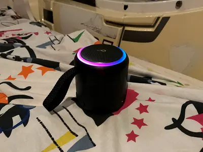 Portable Bluetooth Speaker with RGB Ring and Wrist Strap - Lightly Used
