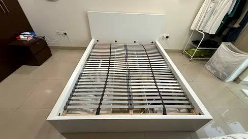 IKEA Malm Bed Frame, High, W 4 Storage Boxes, 180x200 Cm