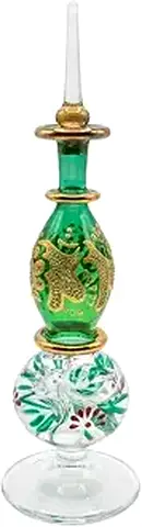 Handmade Egyptian Glass Perfume Bottle - Decorative Collectible 18cm height