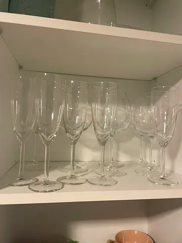 Selection of champagne flutes and wine glasses