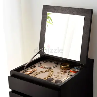 Ikea Wooden Jewelry Box with Mirror and Assorted Bracelets (Used)
