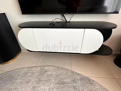 Modern Black  White Wall-Mounted TV Unit