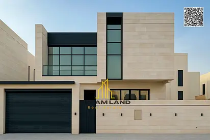 A distinctive villa for sale in Al Helio 2, Ajman, including registration and ownership fees. Close to services. Super deluxe finishing.