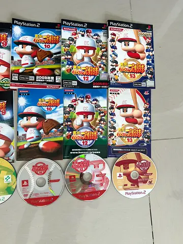Collection of 7 Used PlayStation 2 Baseball Games with Cases and Discs no box NTSC J