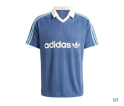 Adidas vintage-style blue polo sports tee - size M - Original