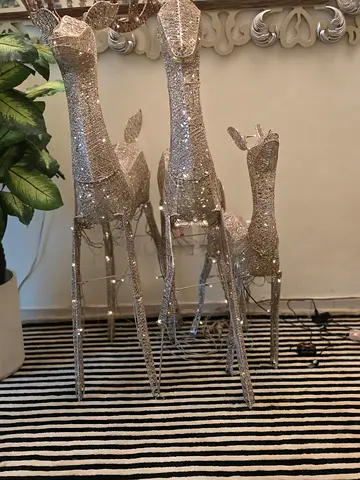 Set of 3 Decorative Sparkle Giraffe Statues - Indoor Ornament