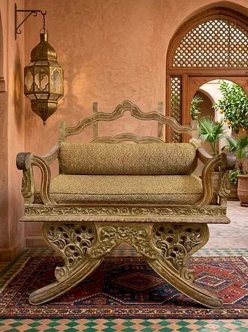 Vintage Masterpiece Ornate Carved Wooden Chair with Cushion