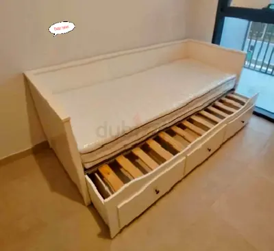 IKEA Hamnes Day bed with 3 storage drawers underneath and with 2 IKEA mattresses is available in exc