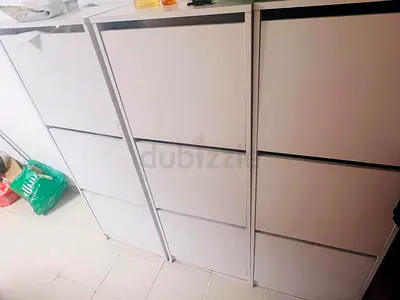 White 3-Section Shoe Cabinet / Storage Unit - Good Condition