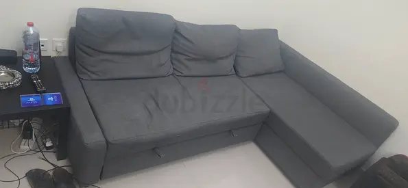 Gray L-shaped Fabric Sofa bed Comfortable, Good Condition. IKEA - FRIHETEN