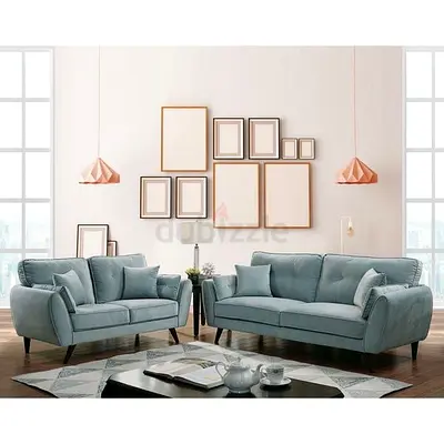 Light blue 2-piece sofa set - 3-seater and 2-seater, modern design