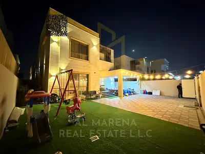 Luxury villa in Al Muwaihat 1, area 5,000, fully furnished and ready to move in, including electricity, water and air conditioning.