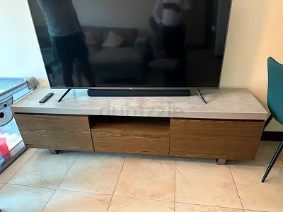 Wooden TV Cabinet / Entertainment Unit with Marble Top - Good Condition