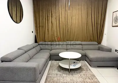 Large L-shaped Grey Fabric Sofa - Comfortable Family Sectional