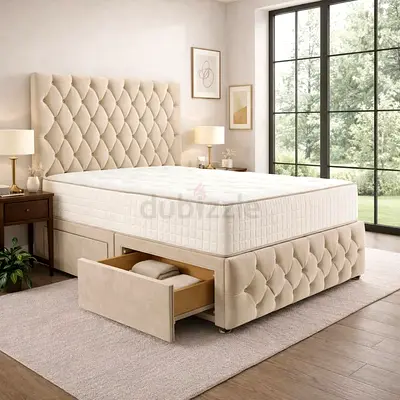 Upholstered Storage Bed with Tufted Headboard