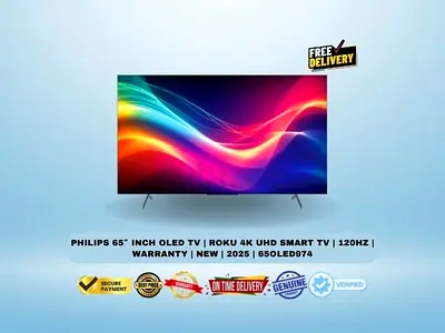 Philips 65″ Inch OLED TV | Roku 4K UHD Smart TV | 120Hz | Warranty | New | 2025 | 65OLED974