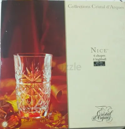 Set of 6 Cristal dArques Nice Highball crystal Glasses (29 cl). France origin