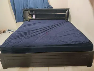King size bed, mattress with small cupboard, 1 year used with good condition