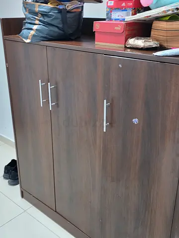 Wooden 2-Door Storage Cabinet / Cupboard - Dark Wood Finish