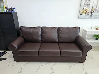 Ikea leather Sofa dark brown 3 seater