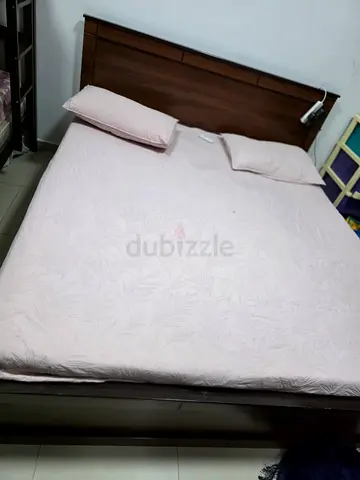 Wooden Double Bed with Headboard - Good Condition