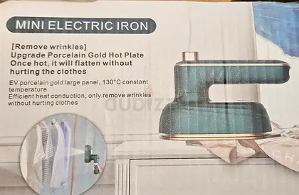 Mini Electric Travel Iron - Compact Porcelain Gold Plate