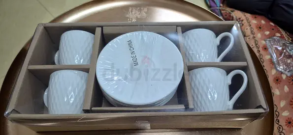 Set of 4 Porcelain Kahwa Cups and Saucers — New in Box