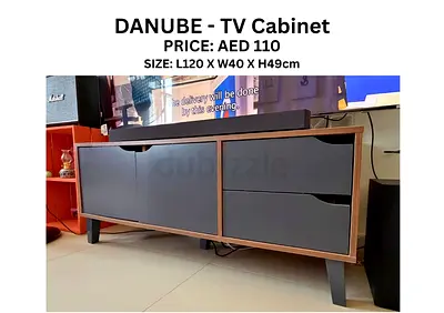 Danube TV Cabinet - 120cm, Grey  Wood Finish