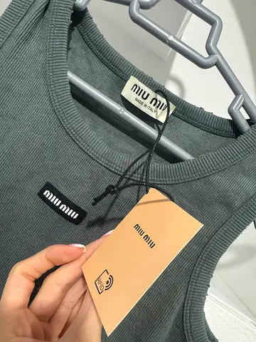 Miu Miu ribbed cotton jersey tank top