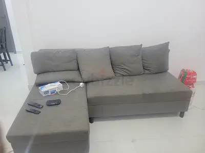 Gray L-shaped Sofa with Chaise - Good Condition