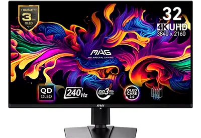 MSI MAG 321UPX QD-OLED 31.5-Inch UHD 0.03ms 240Hz Gaming Monitor Black
