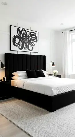 Luxury Fabric Panel Line 180*200 Bed Frame With Mattress. Stylish Modern Design High Headboard