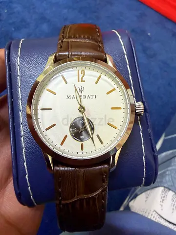 Mens Maserati Quartz Watch with Brown Leather Strap - Good Condition