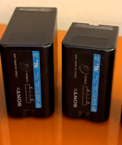 Pair of Sony BP-U30 / BP-U60 Li-Ion Camera Batteries - Good Working Condition