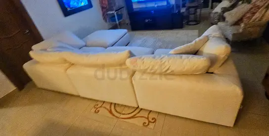 Modular marina home feather filled sofa with footstool
