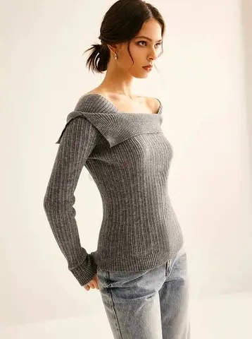 grey rib-knit top resembles