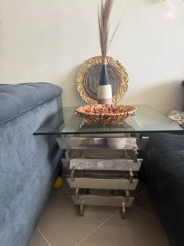 Glass Top Coffee Table with Stainless Steel Base