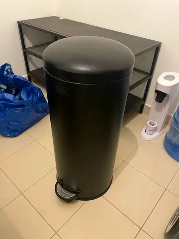 Black Pedal Bin / Trash Can - Good Condition