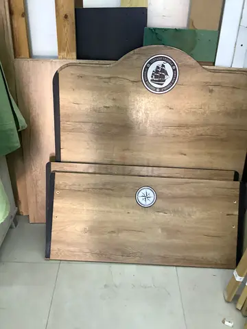 Wooden bed headboard and footboard set - light oak finish