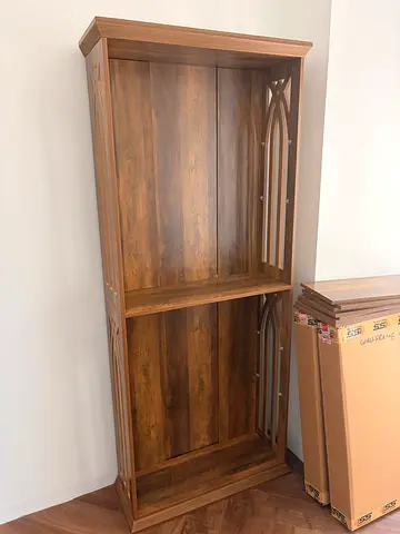 Wooden Bookcase with Decorative Carved Panels two book cases for sale
