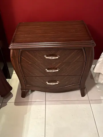 Wooden 3-Drawer Nightstand / Bedside Table - Dark Brown