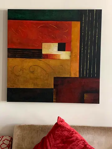 Abstract Canvas Painting with Earth Tones