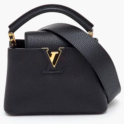 Louis Vuitton Capucines Mini Black Leather Bag