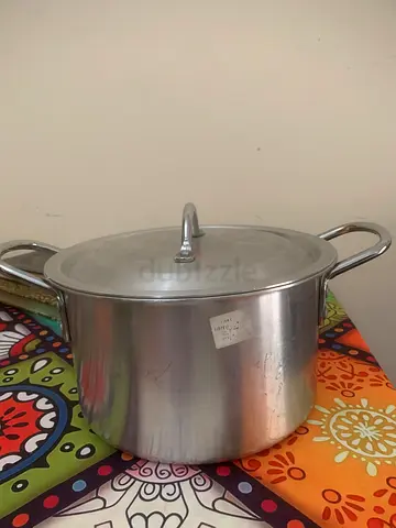 Large stainless steel cooking pot with lid - sturdy heavy-duty