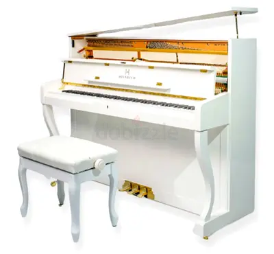 White Upright Acoustic Piano with Bench - Good Condition