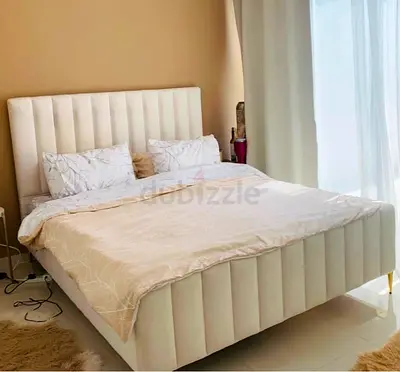Queen size upholstered custom bed with mattress