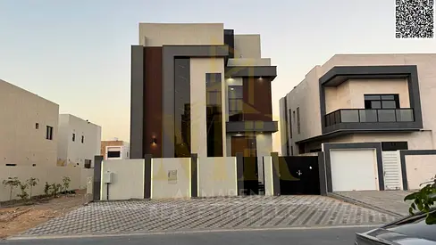 Villa in Al Zahia, on a street and alley, two floors, roof, and swimming pool. Located close to amenities. 5 bedrooms, majlis, and living room. Specia