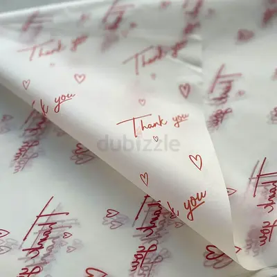 Roll of Thank You Gift Wrapping Paper - White with Red Script