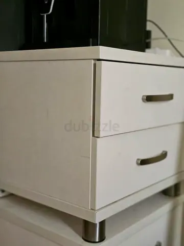 Two Drawer White Storage Cabinet